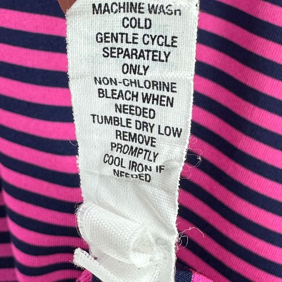 RLX Ralph Lauren Polo Shirt Mens Stripe Short Sleeve Logo Pga West Pink Navy L - Picture 9 of 10